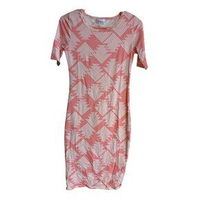 LuLaRoe XXS julia  Pink & White Geometric Pattern Dress